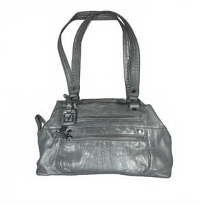 Silver Leather Shoulder Bag Vintage